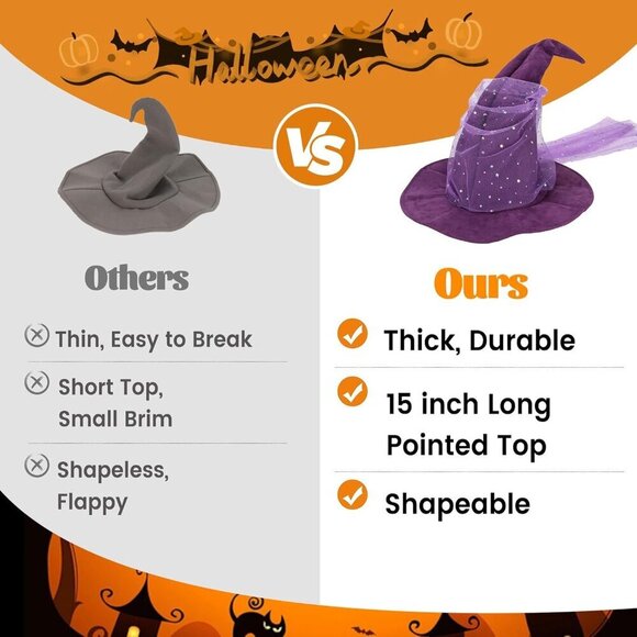 ?Women Purple Mesh Hat for Adult Costume Witch Hat Accessories